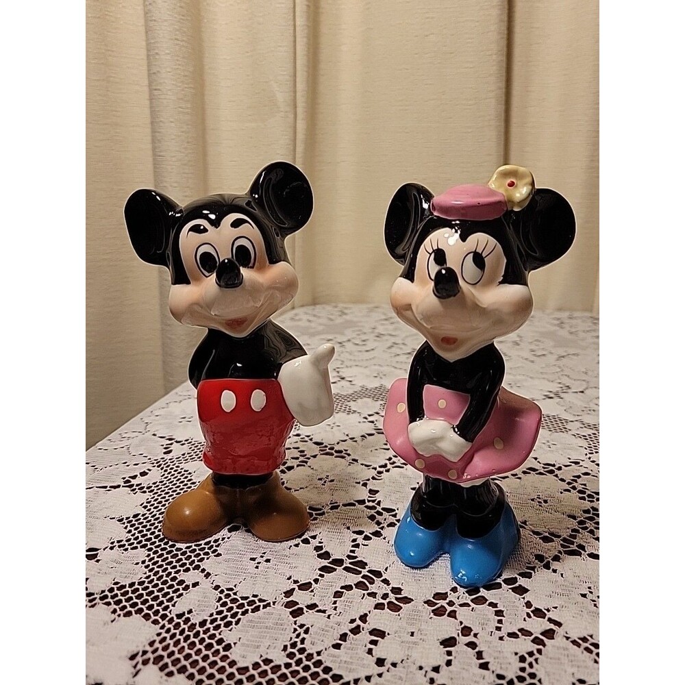 Vintage Disney Japan Mickey & Minnie Ceramic Figurines~6 Inch